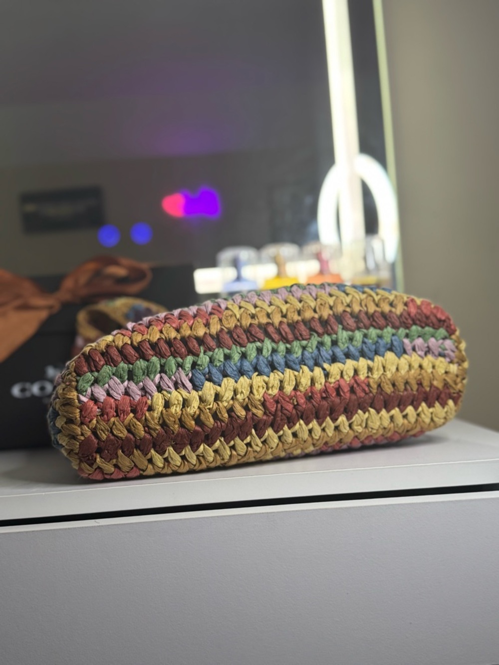 COACH Brooklyn 28 Straw Multi Color - Picture 2 of 10